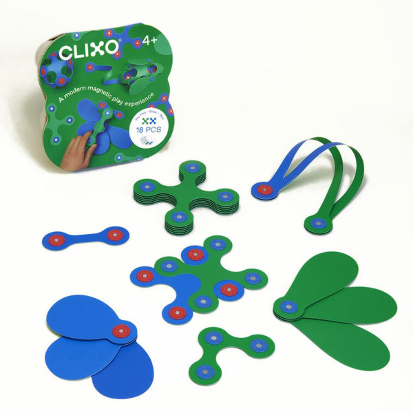 Clixo Magnetic Itsy Pack in Green & Blue