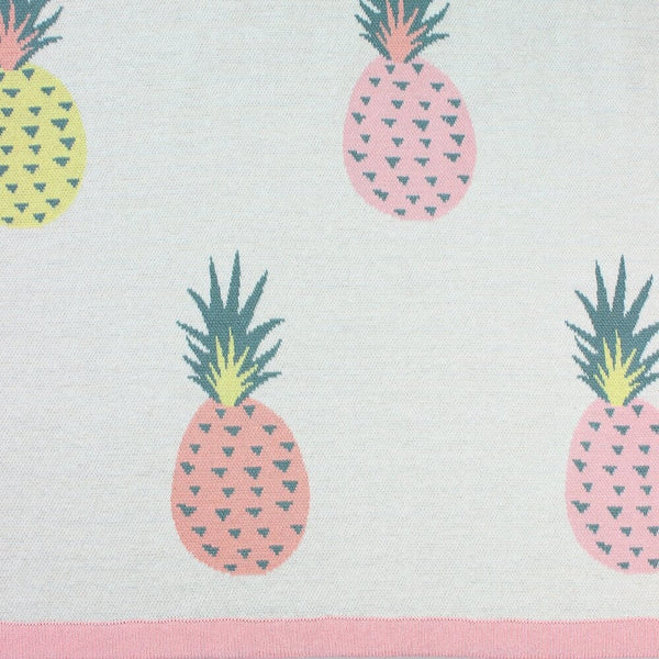 D lux - Pineapple Knit Baby Blanket Pink