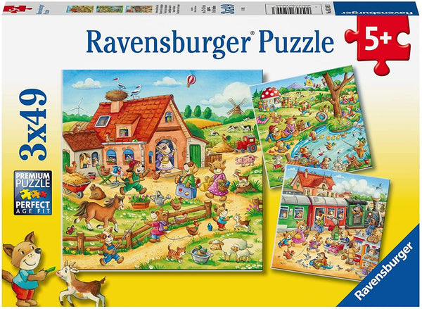 Ravensburger- Jigsaw Puzzle, 3x49 Pieces, Animal Vacation