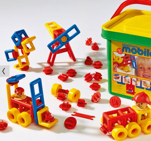 Mobilo Junior bucket is a great building set for children age 3-8 years. Open ended building for children. Made in Germany