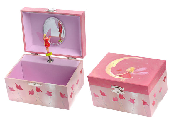 beautiful music box for children age 3 +. Moon design with spinning fairy inside. 