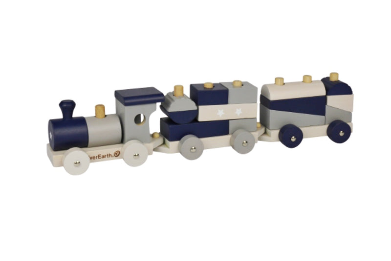 everearth wooden peg sorting train in blue and grey, great for coordination and organisation