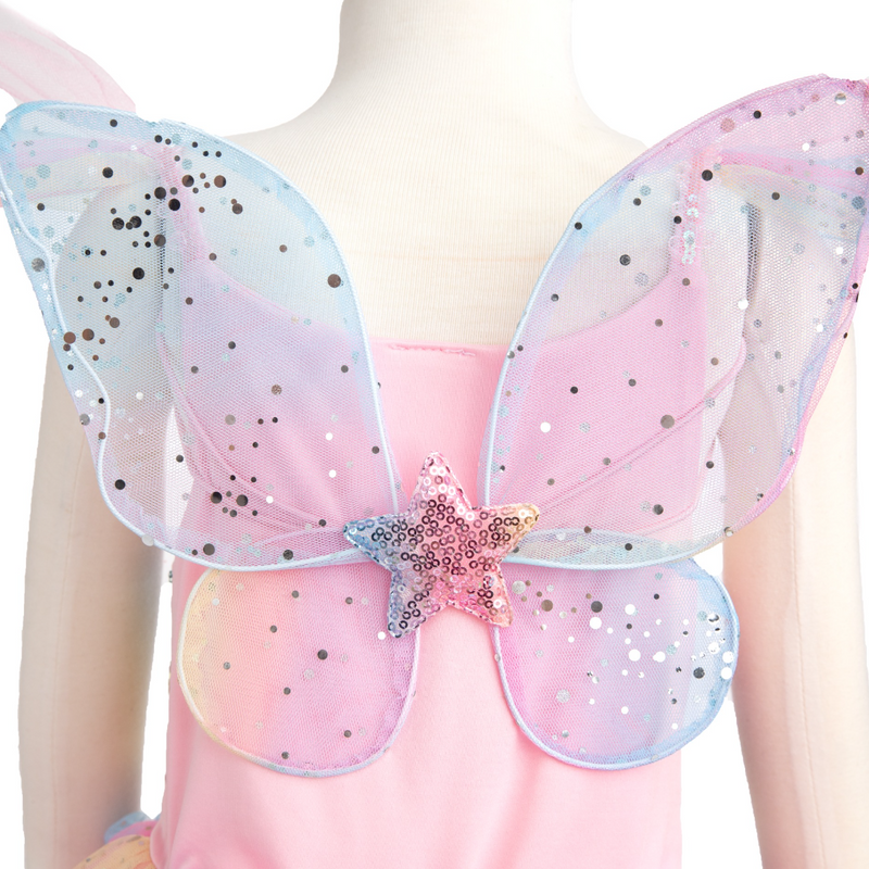 close up of the great pretenders fairy wings in pastel mesh with sequins