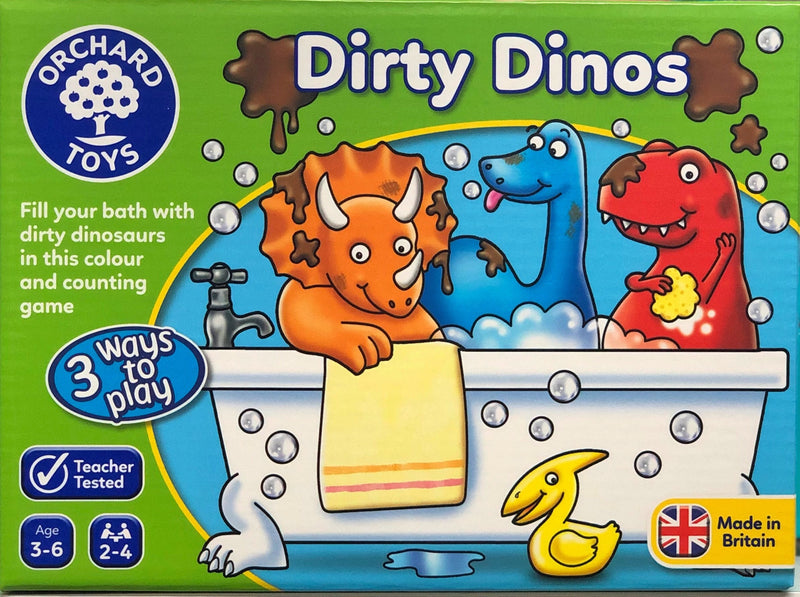 Orchard Toys Dirty Dinos game is a fun learning  game of matching, counting and obersvation for ages 3-6 years