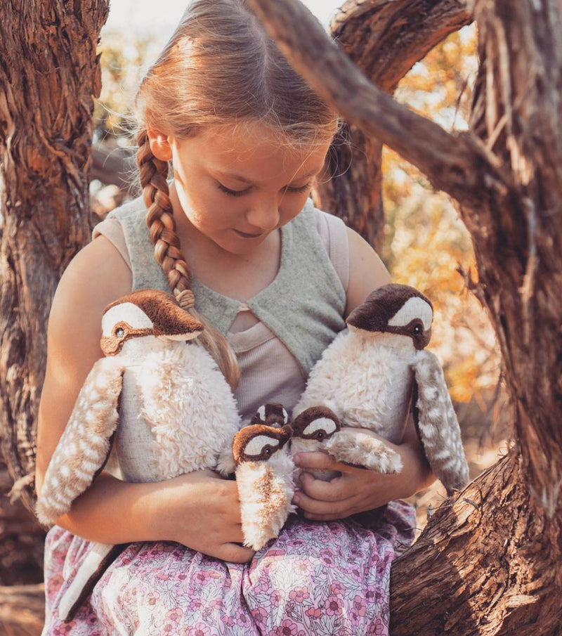 nana hutchy soft toy kookaburra in brown and white
