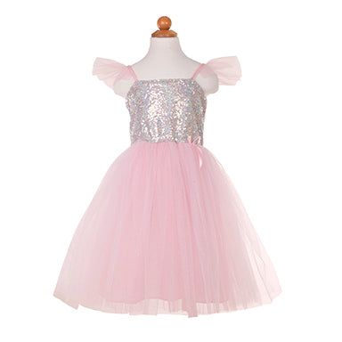pink tutu girls dress with silver sequin bodice 