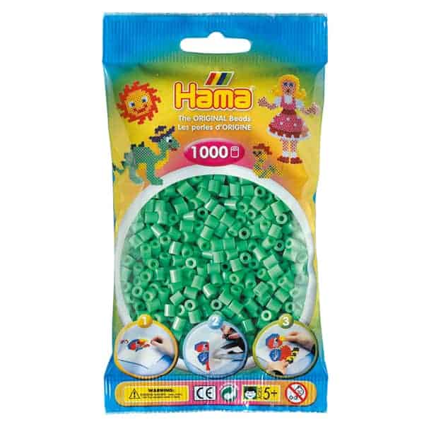 1000 hama beads in green sealed in the official packaging
