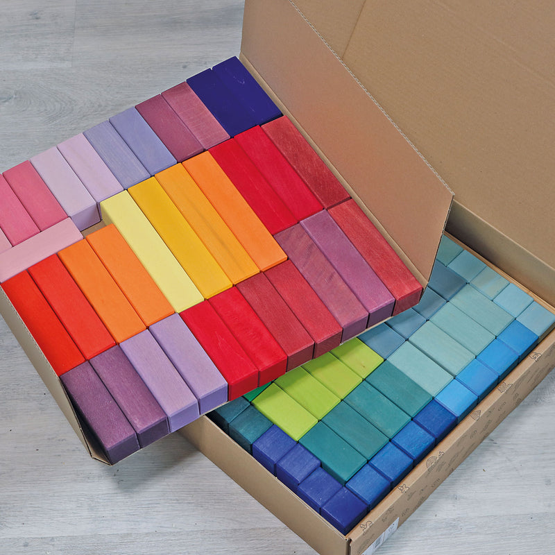 100 wooden rainbow blocks from grimms all naturally hand painted