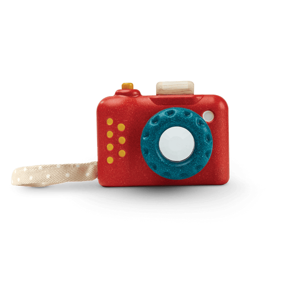plan toys my first camera in red and blue wood - a great first camera for babies and toddlers