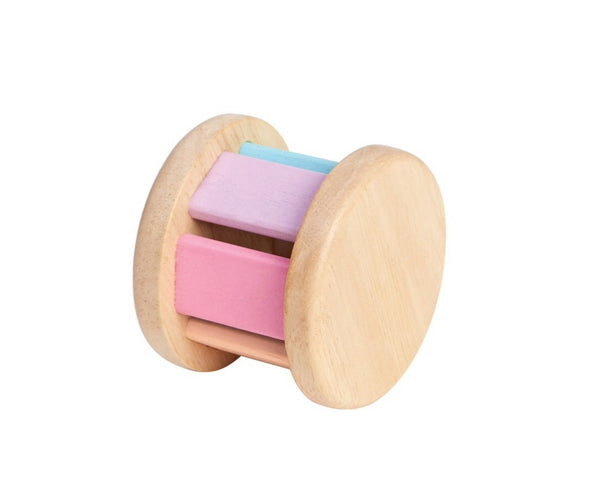 Plan toys baby roller is designed for small hands. bell inside makes a lovely sound when it moves. Recommended age 6 mths +