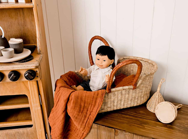 Adinkra Designs  - Natural Dolls Basket in natural
