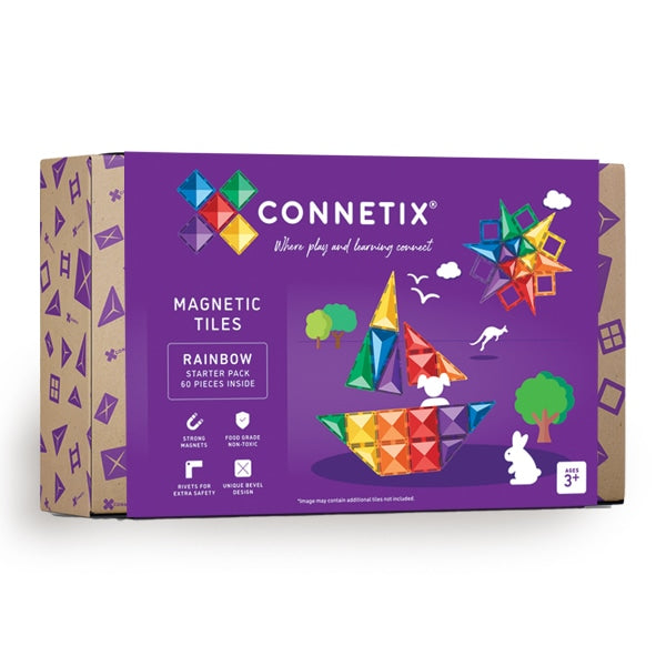 Connetix Tiles - Rainbow Starter Pack 60 Piece Set