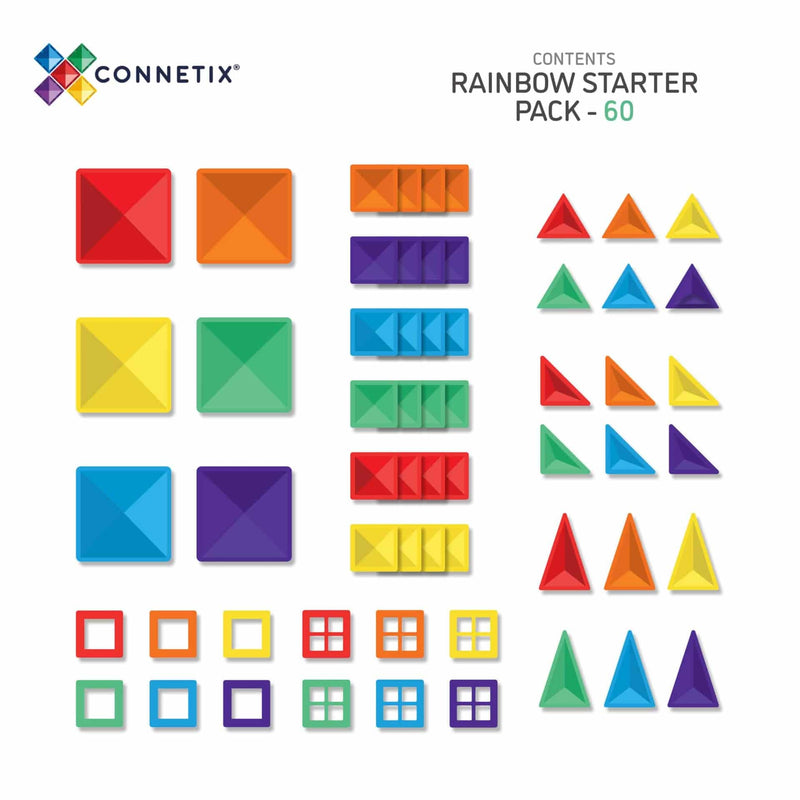 Connetix Tiles - Rainbow Starter Pack 60 Piece Set