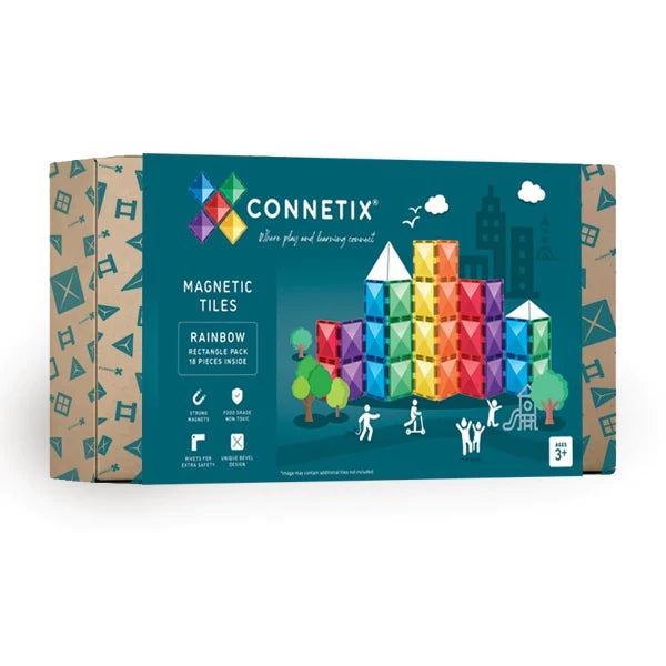 Connetix Tiles - Rainbow Rectangle Pack 18 Pieces