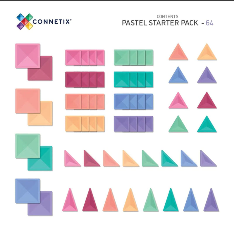 Connetix Tiles -  Pastel Starter Pack 64 Pieces