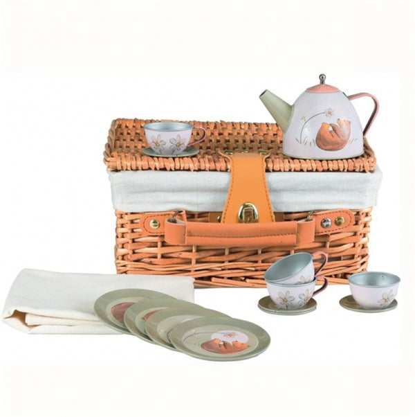 Egmont Tin Tea Set Forest in wicker basket