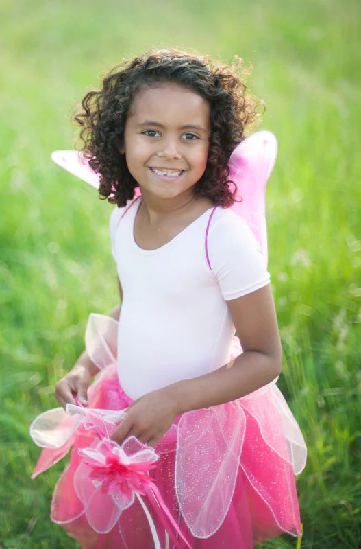 Great Pretenders - Fancy Flutter Skirt, Wand and Wings Costume in Pink