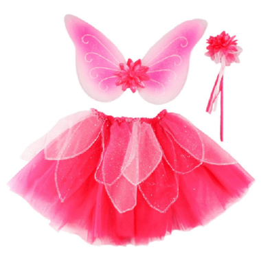 Great Pretenders - Fancy Flutter Skirt, Wand and Wings Costume in Pink