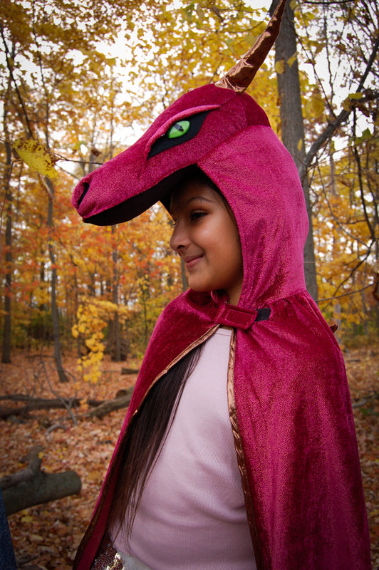 Great Pretenders - Starry Night Dragon Cape Costume in Burgundy and Copper 5-6 years
