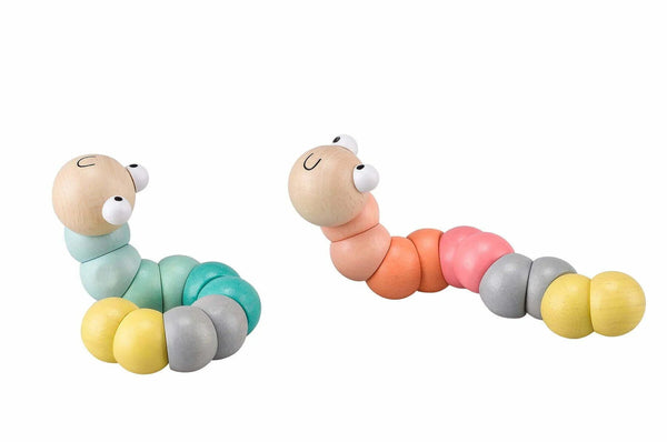Kaper Kidz - Pastel Wooden Jointed Worm in Blue/Green