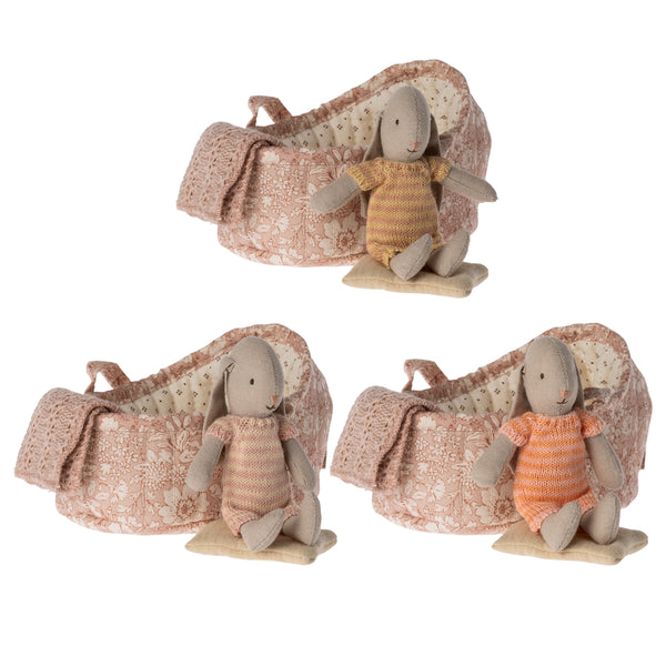 Maileg Bunny in carry cot Micro Assorted