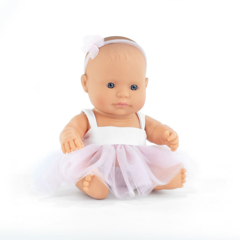 Miniland - Caucasian Girl Baby Doll 21cm with Dress