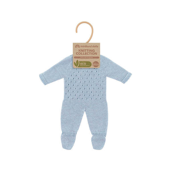 Miniland - Knitted Doll Outfit, Blue Pyjamas