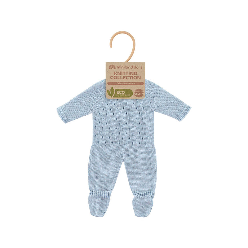 Miniland - Knitted Doll Outfit, Blue Pyjamas