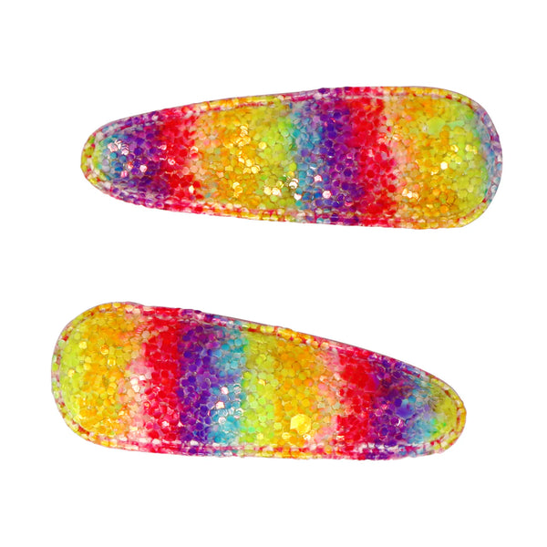 Pink Poppy - Rainbow Chunky Glitter Snap Clips