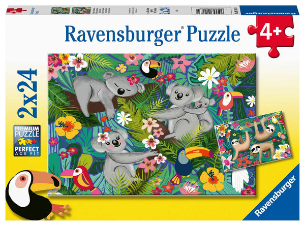 Ravensburger - Koalas and Sloths, 2 x 24 Piece Jigsaw Puzzles