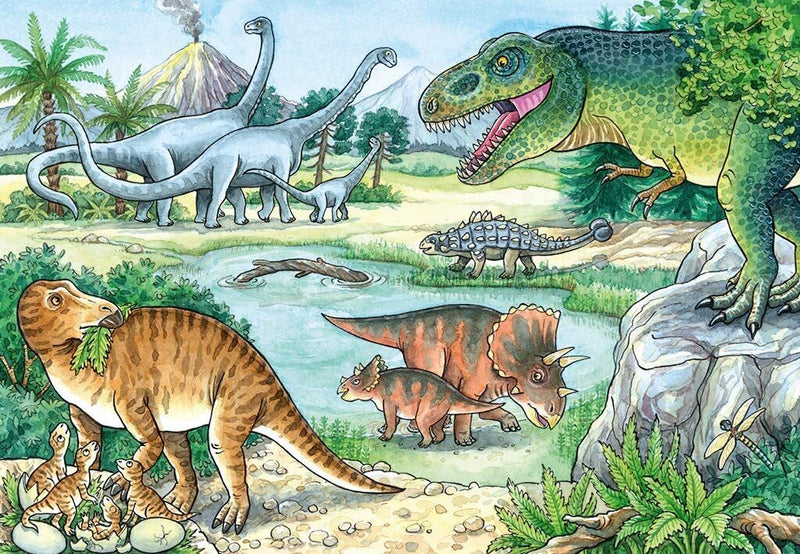 Ravensburger- Jigsaw Puzzle, 2x24 Pieces, Dinosaurs Of Land And Sea