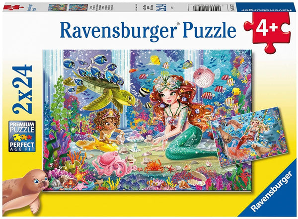 Ravensburger - Jigsaw Puzzle, 2x24 Pieces, Mermaid Tea Party