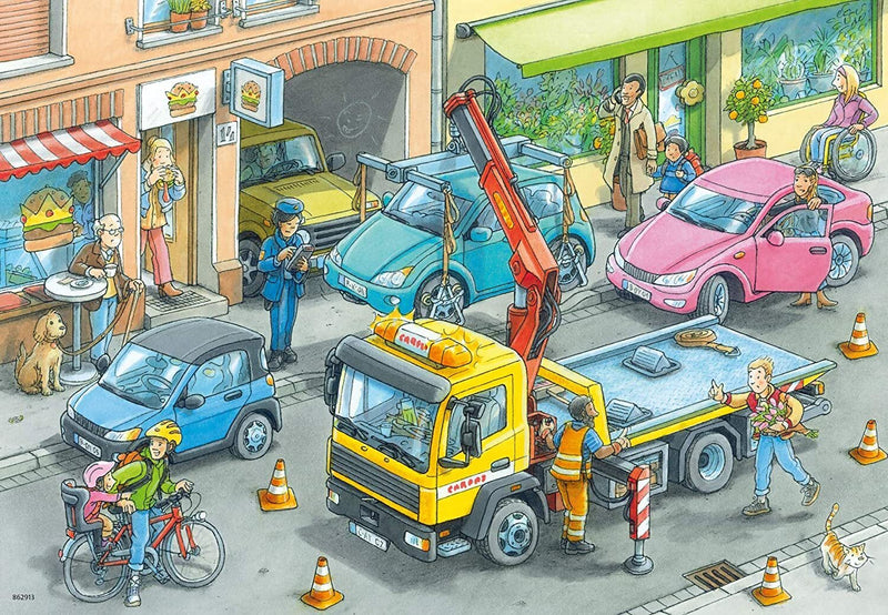 Ravensburger- Jigsaw Puzzle, 2x24 Pieces, Working Trucks