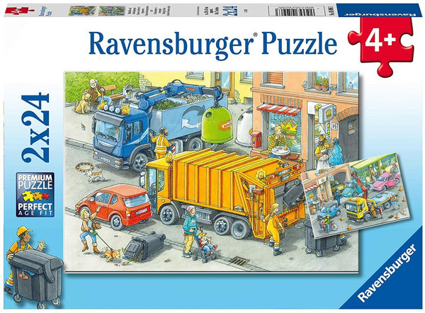 Ravensburger- Jigsaw Puzzle, 2x24 Pieces, Working Trucks