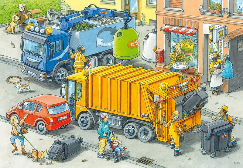 Ravensburger- Jigsaw Puzzle, 2x24 Pieces, Working Trucks