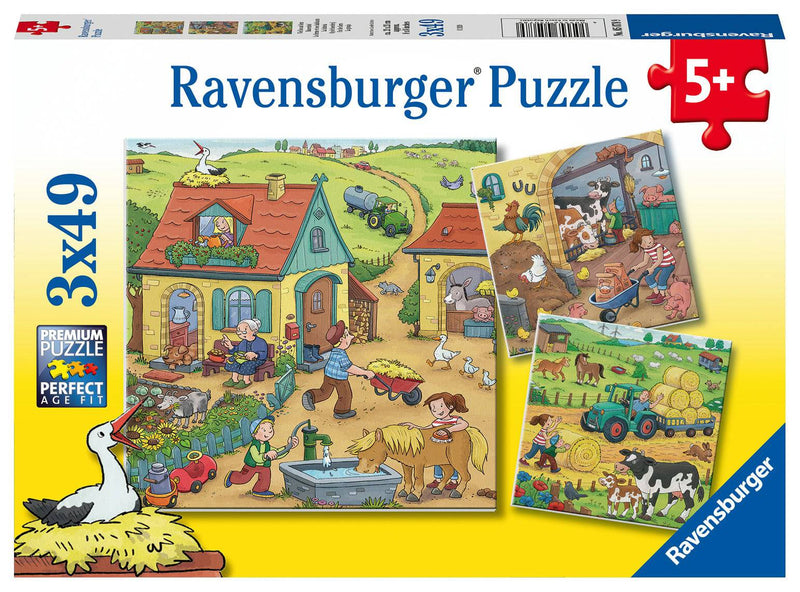 Ravensburger - On the Farm, 3 x 49 Piece Jigsaw Puzzles