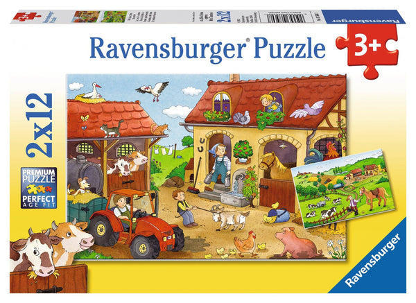Ravensburger - Working on the Farm, 2 x 12 Piece Jigsaw Puzzles