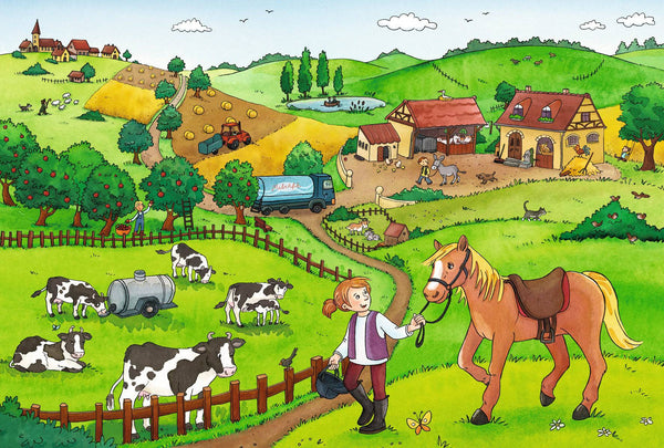 Ravensburger - Working on the Farm, 2 x 12 Piece Jigsaw Puzzles