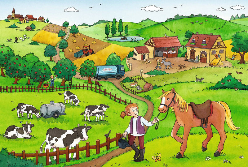 Ravensburger - Working on the Farm, 2 x 12 Piece Jigsaw Puzzles