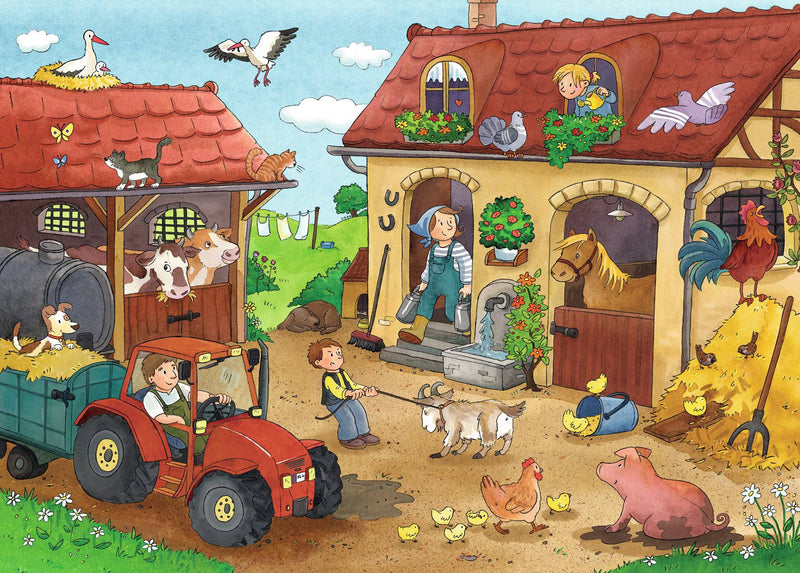 Ravensburger - Working on the Farm, 2 x 12 Piece Jigsaw Puzzles