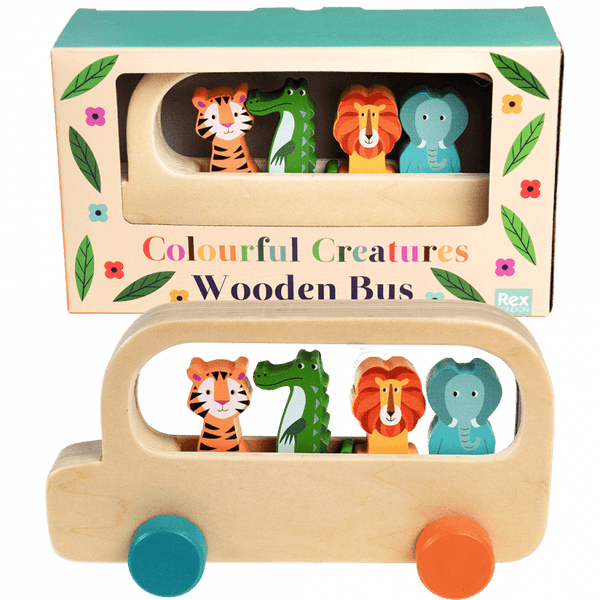 Rex London - Colourful Creatures Wooden Bus