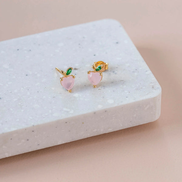 Short Story Earring Diamante Peach Gold