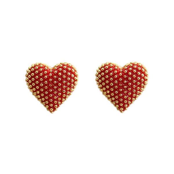 Short Story Earrings Heart Red