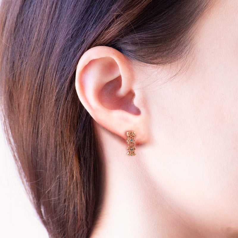Short Story Hoop Earring Diamante Daisy Rose Gold