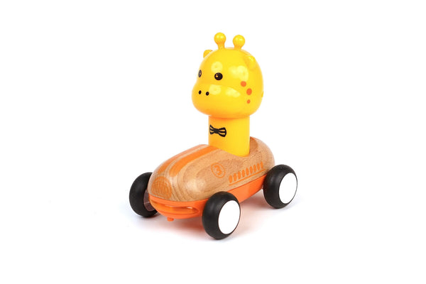 Wanborns - Wooden Press and Go Giraffe Racing Car