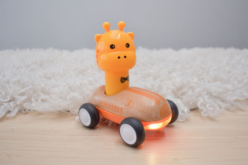 Wanborns - Wooden Press and Go Giraffe Racing Car