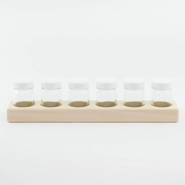 Paint Jars with Lids and wooden Holder