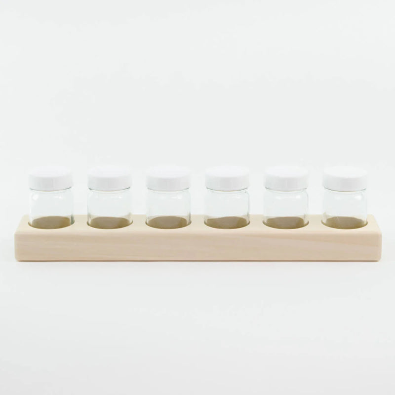 Paint Jars with Lids and wooden Holder