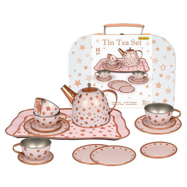 Champion 15 Piece Tin Tea Set - Gold Star