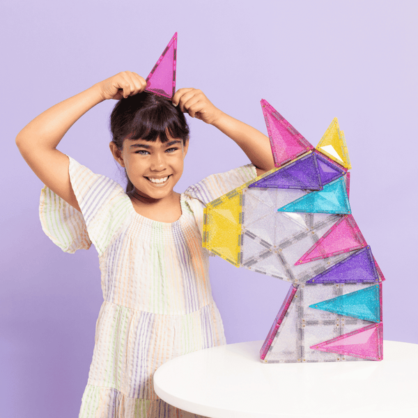 connetix glitter unicorn tiles